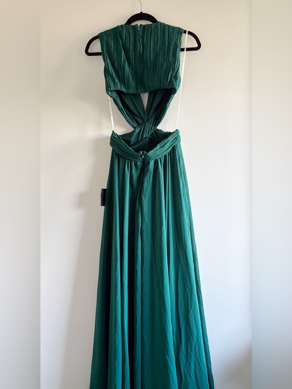 NWT Lulus Vivid Imagination Emerald Green Cutout Maxi Dress Sz Small - Picture 6 of 7